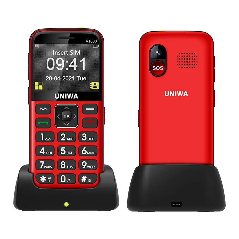 Cheap UNIWA V1000 Big Button Mobile Phone for Elderly Unlocked Senior 3G&4G Smartphone With SOS Emergency Button,1700mAh Battery